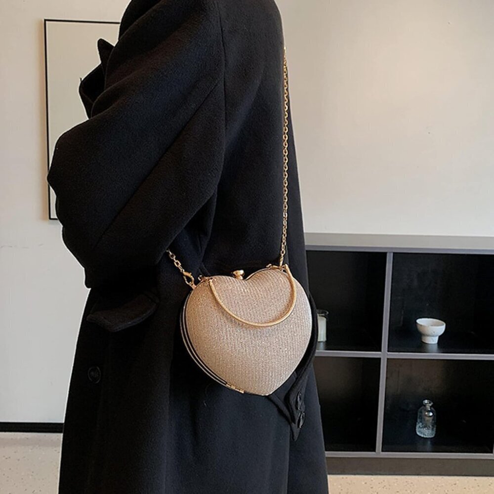 Heart Shape Tote Handbag Women's PU Leather Small Crossbody Clutch - Picture 3 of 7